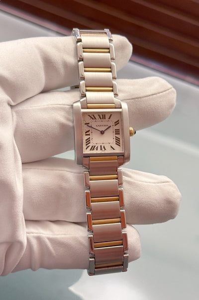 Cartier Tank Française - 2301 - Stahl/Gelbgold - Hausbox/Echtheitszertifikat - Jahr: 1995-1999 - Quarz - Premium Luxusuhr - Bild 9