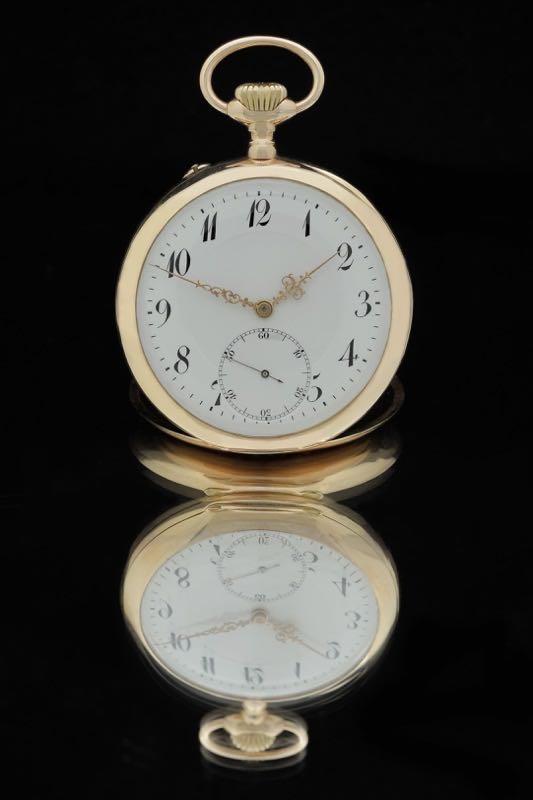 IWC Taschenuhr 14.Karat Gelbgold - Bj.: 1910 - Schwanenhals Feinregulierung - Goldchatons u. Porzellan Zifferblatt - Brutto: 86 Gramm - Premium Luxusuhr - Bild 1