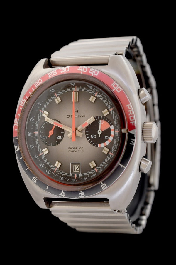 Oebra Vintage Diver Chronograph - wb7/2 - Edelstahl - Valjoux 7734 - Jahr: ca. 1975 - 42,5mm - Handaufzug - Tiefenmesser - Sehr selten! - Premium Luxusuhr - Bild 1