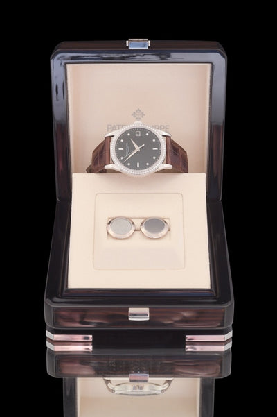 Patek Phillippe Calatrava + PP. Manschettenknöpfe - 5297G - Weissgold/Diamanten - Box &amp; Papiere - Jahr: 11/2021 - 38mm - Set!!! - Premium Luxusuhr - Bild 2