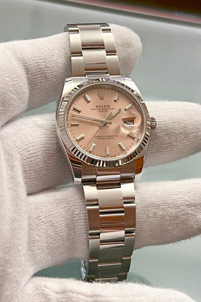 Rolex Date - 34 mm - Ref. 115234 - Box &amp; Papiere - Edelstahl - Automatik - Rose Zifferblatt - Jahr: 2015 - Premium Luxusuhr - Bild 2