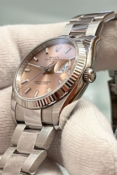 Rolex Date - 34 mm - Ref. 115234 - Box &amp; Papiere - Edelstahl - Automatik - Rose Zifferblatt - Jahr: 2015 - Premium Luxusuhr - Bild 3