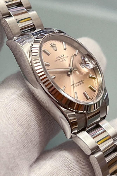 Rolex Date - 34 mm - Ref. 115234 - Box &amp; Papiere - Edelstahl - Automatik - Rose Zifferblatt - Jahr: 2015 - Premium Luxusuhr - Bild 4