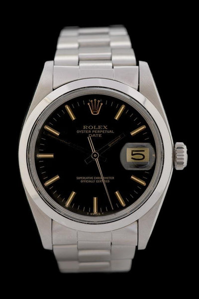 Rolex Date - 34 mm - Ref. 1500 - Stahl - Oyster Band - Schwarzes Zifferblatt - Tritium - Box &amp; Papiere - Premium Luxusuhr - Bild 1