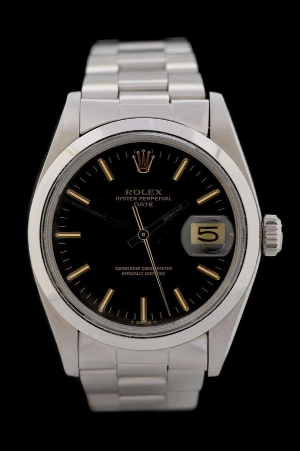 Rolex Date - 34 mm - Ref. 1500 - Stahl - Oyster Band - Schwarzes Zifferblatt - Tritium - Box &amp; Papiere - Premium Luxusuhr - Bild 1