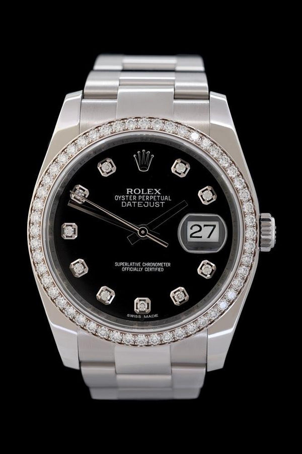 Rolex Datejust 36 - Ref. 116244 - Box &amp; Papiere - Factory Diamanten Lünette &amp; Zifferblatt - Edelstahl - Automatik - Jahr: 2014 - Premium Luxusuhr - Bild 1