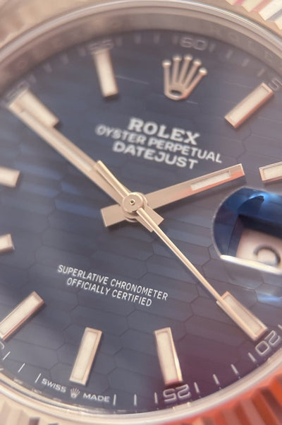 Rolex Datejust 41 Blue Faltet Motif Dial - 126334 - Edelstahl/Weissgold - Box/Papiere - LC100 - Jahr: 08/2023 - Neu &amp; Verklebt! - Premium Luxusuhr - Bild 7