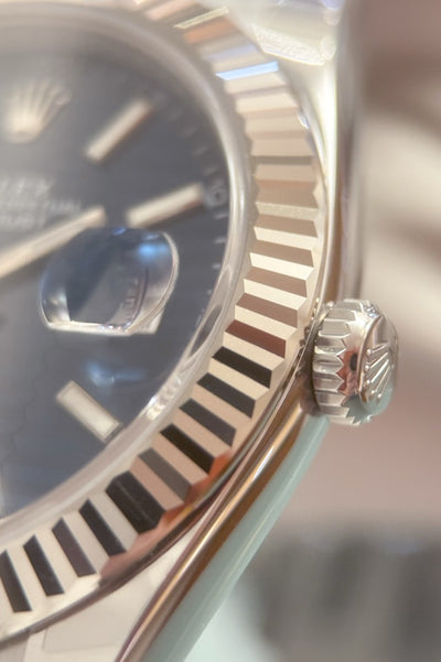 Rolex Datejust 41 Blue Faltet Motif Dial - 126334 - Edelstahl/Weissgold - Box/Papiere - LC100 - Jahr: 08/2023 - Neu &amp; Verklebt! - Premium Luxusuhr - Bild 8