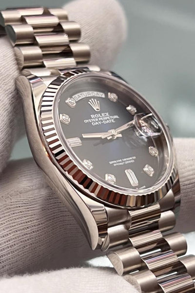 Rolex Day-Date 36 - Ref. 128239 - Box &amp; Papiere - 18k Weißgold - Automatik - &quot;Ombre&quot; Zifferblatt - Jahr: 2022 - Neu! - Premium Luxusuhr - Bild 3