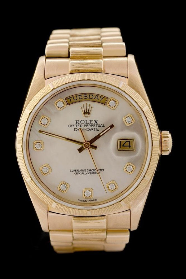 Rolex Day-Date 36 Borke - Ref. 18078 - 18 Karat Gelbgold - MOP Zifferblatt - Diamant Indizes - Jahr: 1986/1987 - Selten! - Premium Luxusuhr - Bild 1