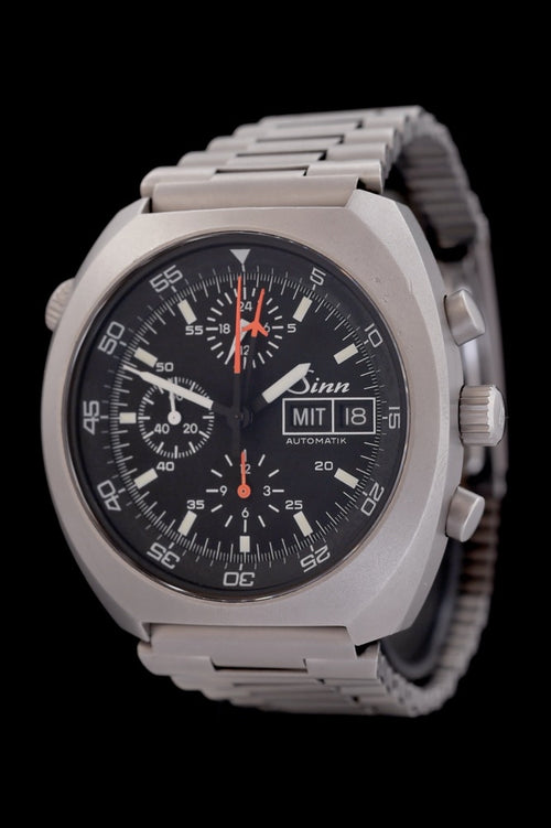 Sinn 142 D1 Weltraumchronograph - FS Edelstahlband - Lemania 5100 - Jahr: ca. 2000 - Automatik - 43mm - Top! - Premium Luxusuhr - Bild 1